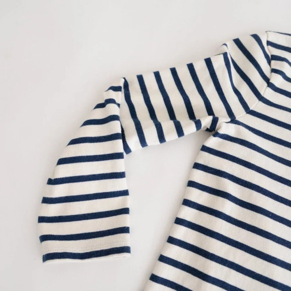 Madewell White Navy Stripe Half Sleeve A-Line  Heavy Knit Shift Midi Dress XXS - Picture 7 of 9